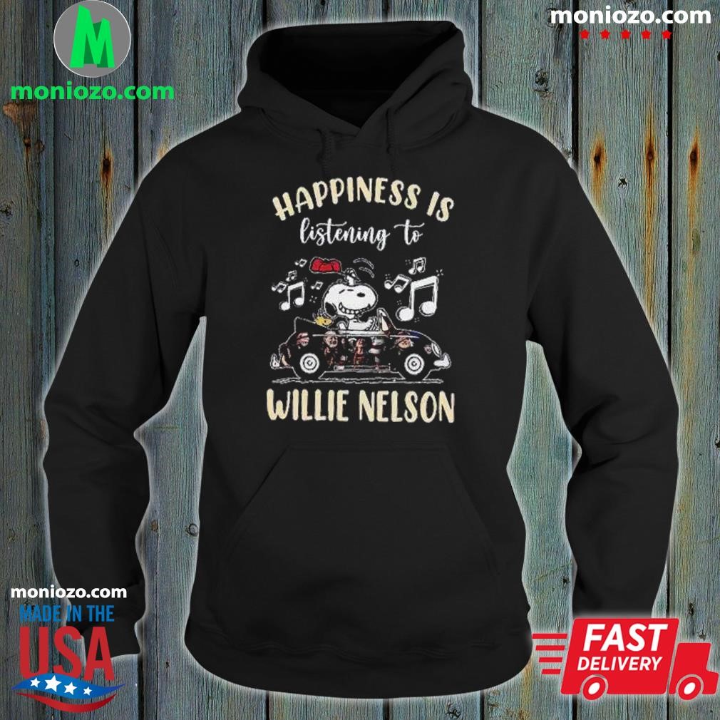 Snoopy music happiness is listening to willie nelson Shirt hoodie.jpg