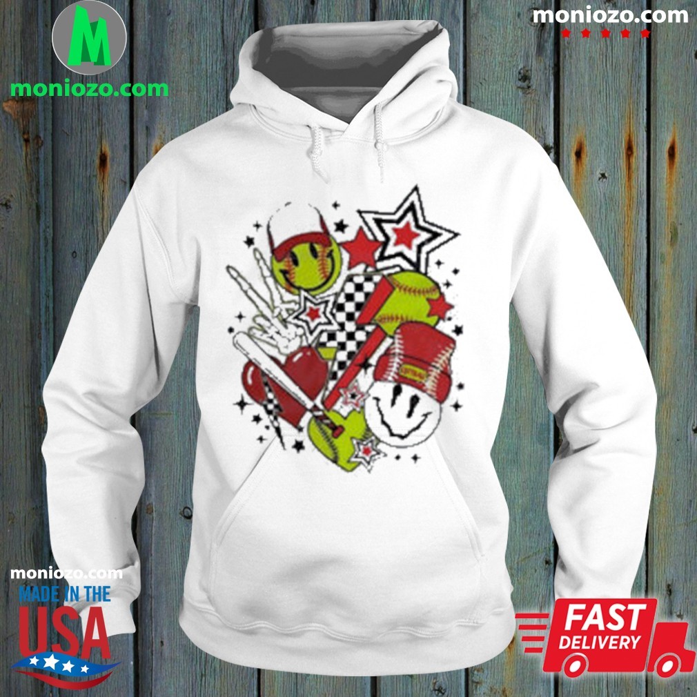Official Softball smiley face retro hoodie