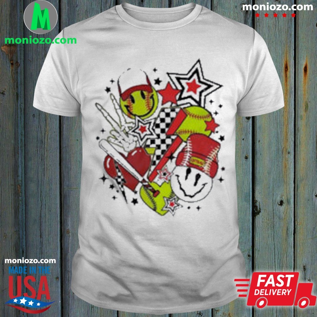 Official Softball smiley face retro shirt