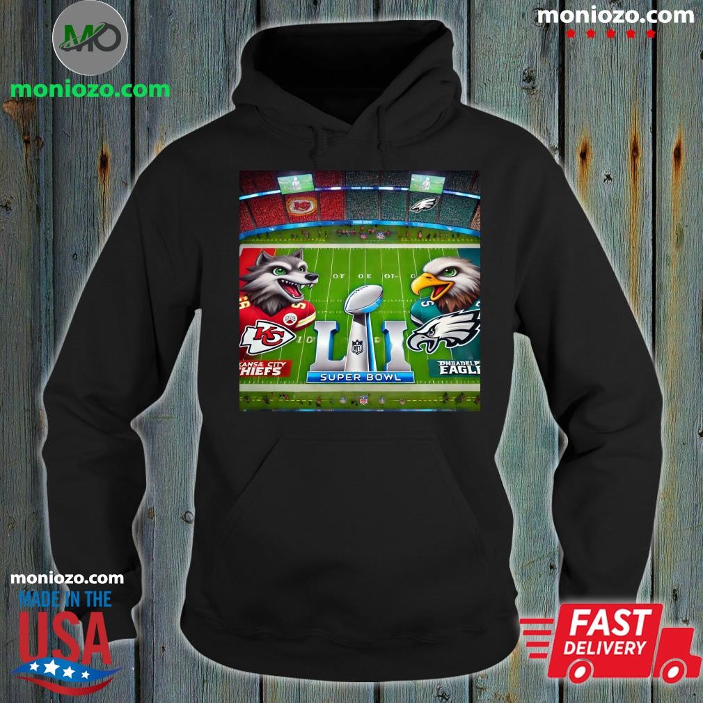 Official Kansas City vs Philadelphia Super Bowl Lix Blue Hoodie hoodie