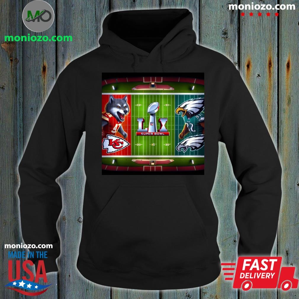 Official Kansas City vs Philadelphia Super Bowl Lix Red Hoodie hoodie