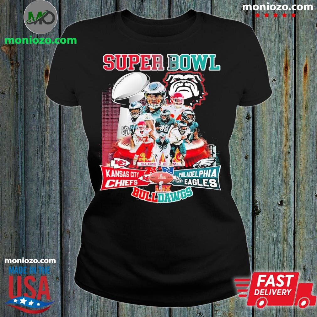 Official Super Bowl LIX Kansas City Chiefs Vs Philadelphia Eagles Bulldogs Unisex ladies tee