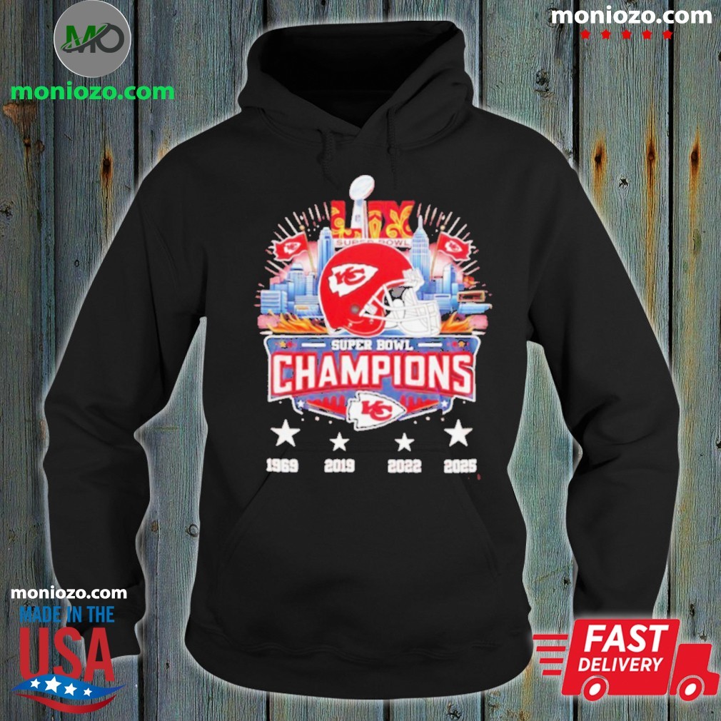 Top Super Bowl LIX 2025 Kansas City Chiefs helmet and city hoodie