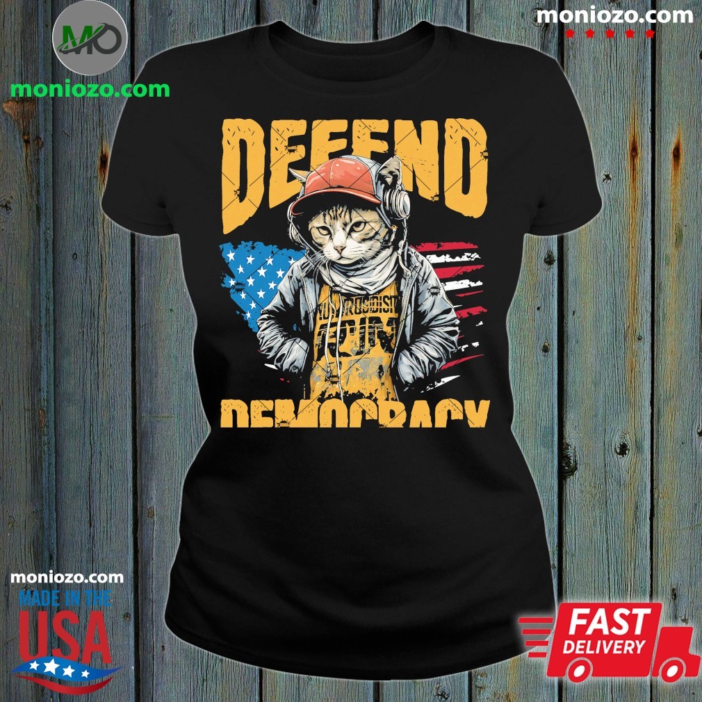Official Defend Democracy Protect Our Right Vintage US Flag Urban Cat Shirt Official Defend Democracy Protect Our Right Vintage US Flag Urban Cat Shirt